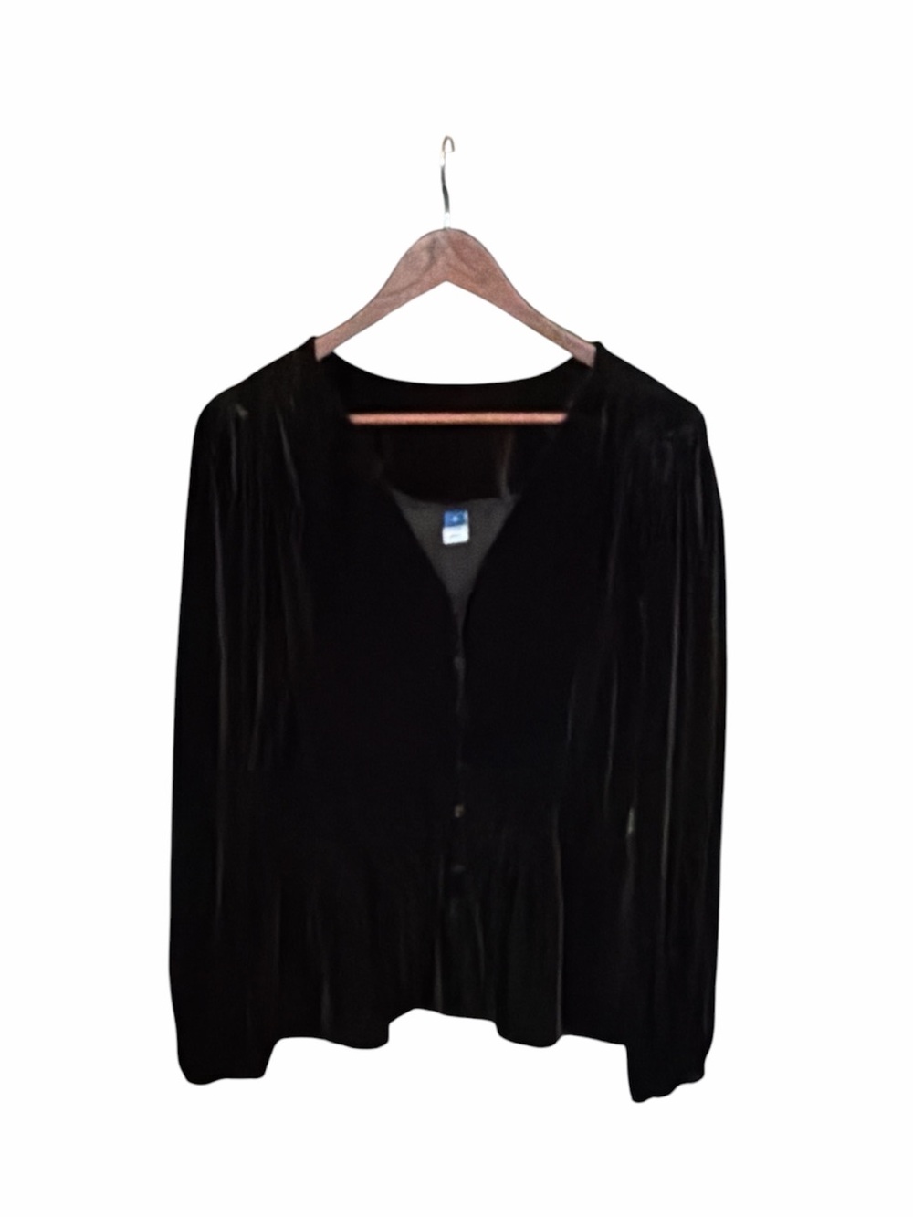 Old Navy black velvet peplum peasant top XL whimsigoth grunge goth rock holiday